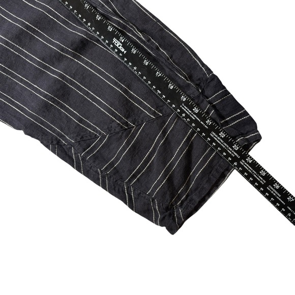 Flax Women's Size Small Black White Striped Linen Pull On  Pants - Picture 5 of 6